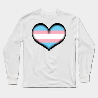 Large Vector Heart in Transgender Pride Flag Colors Long Sleeve T-Shirt